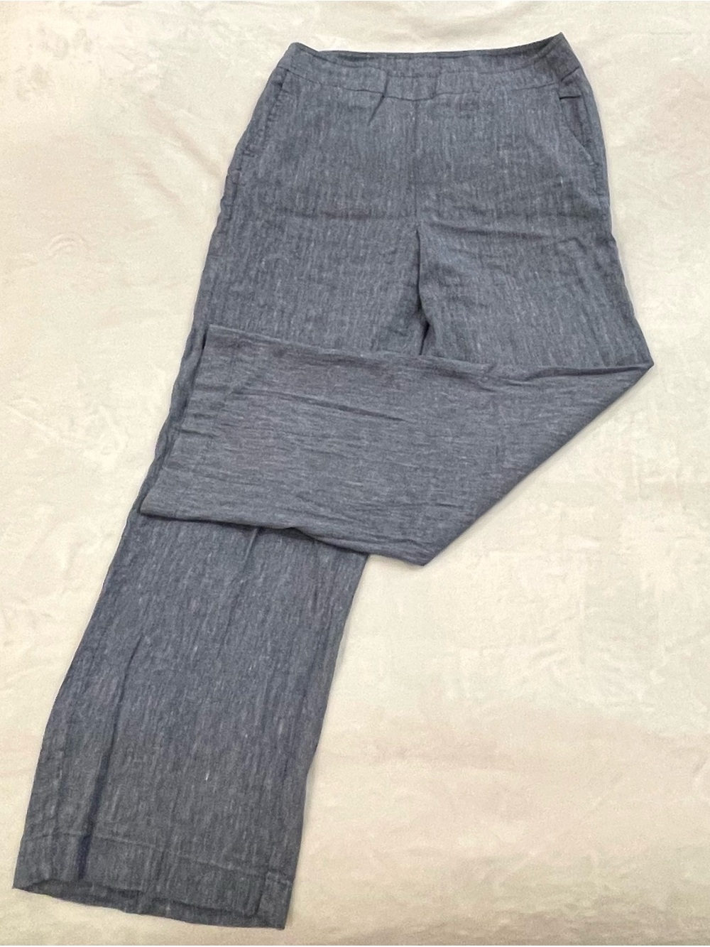 Chico's Women's Heathered Charcoal Linen Straight Leg Pants